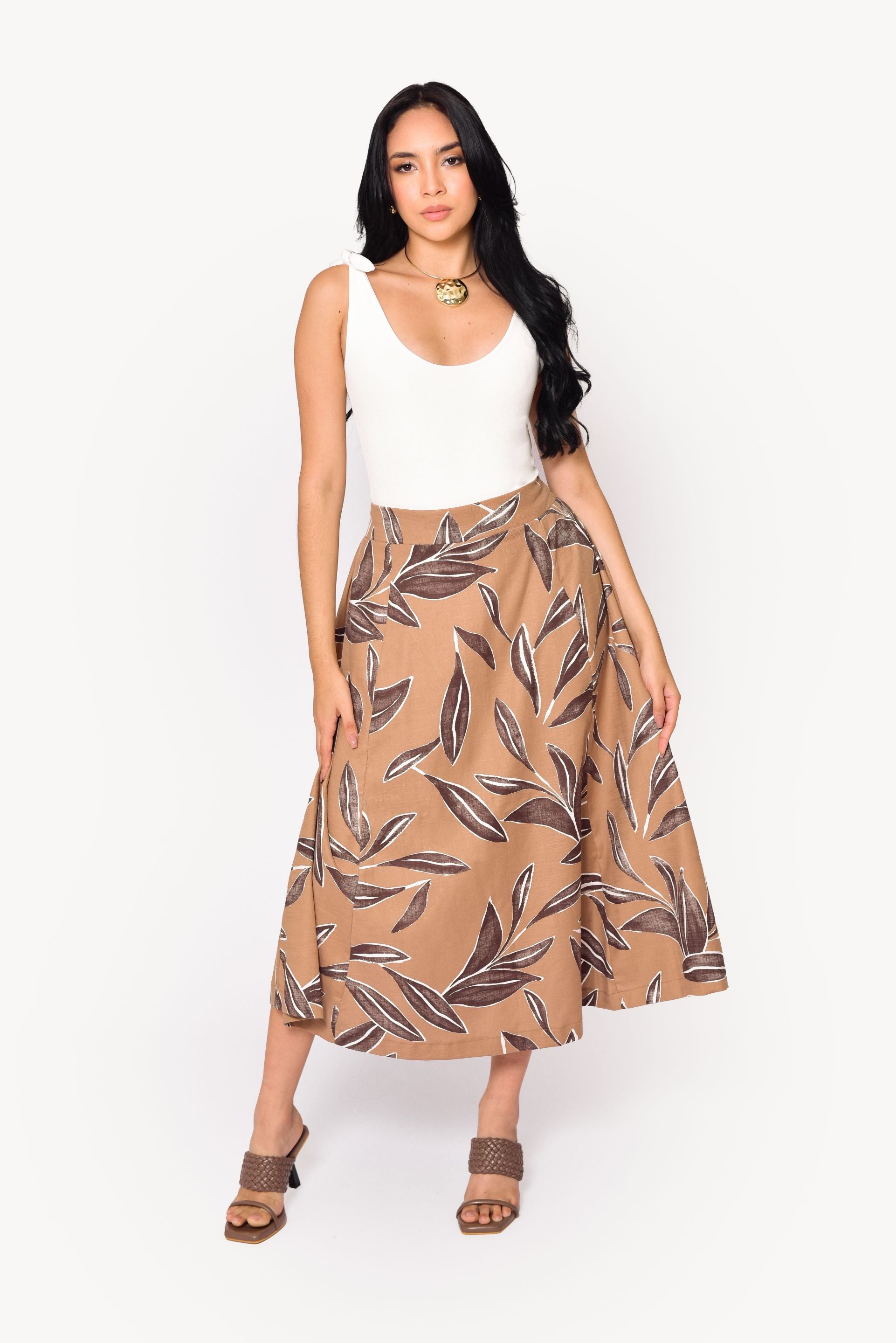 Falda Lino Estampada Sofía
