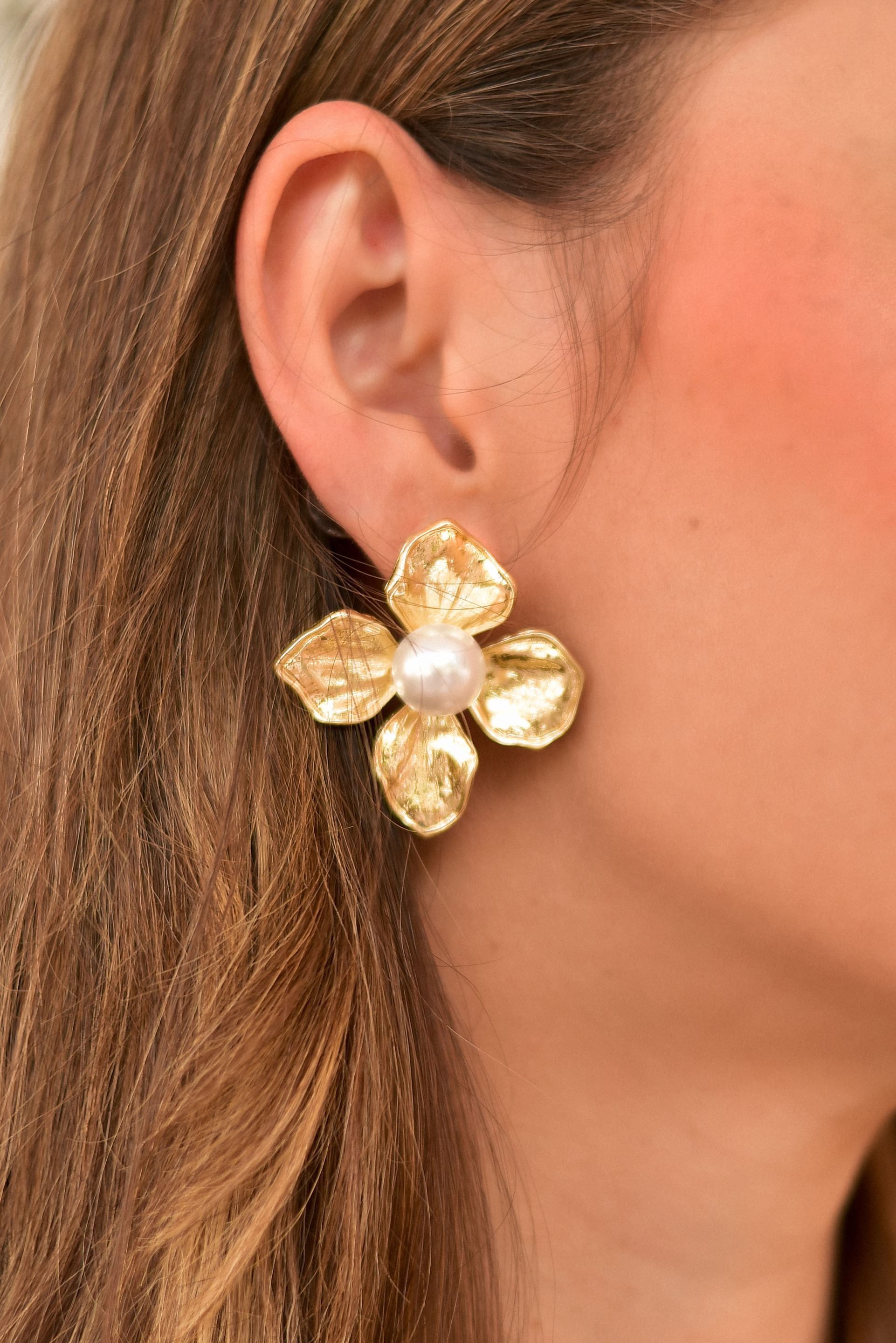 Aretes Flor perla