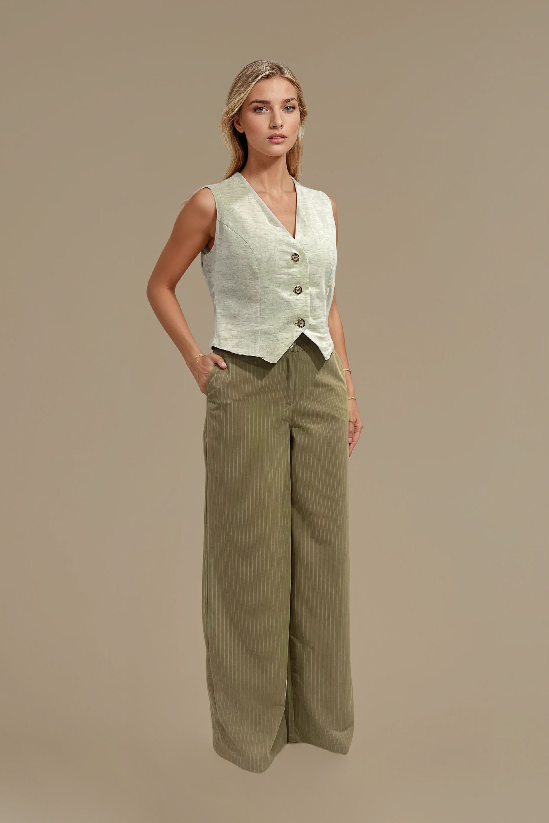 Pantalón palazzo ncamelcon estampado sutil y diseño de talle alto. Confeccionado en tela ligera con caída fluida, ideal para un look sofisticado y elegante. Perfecto para combinar con blusas o tops ajustados. ¡Compra online en Micerino!