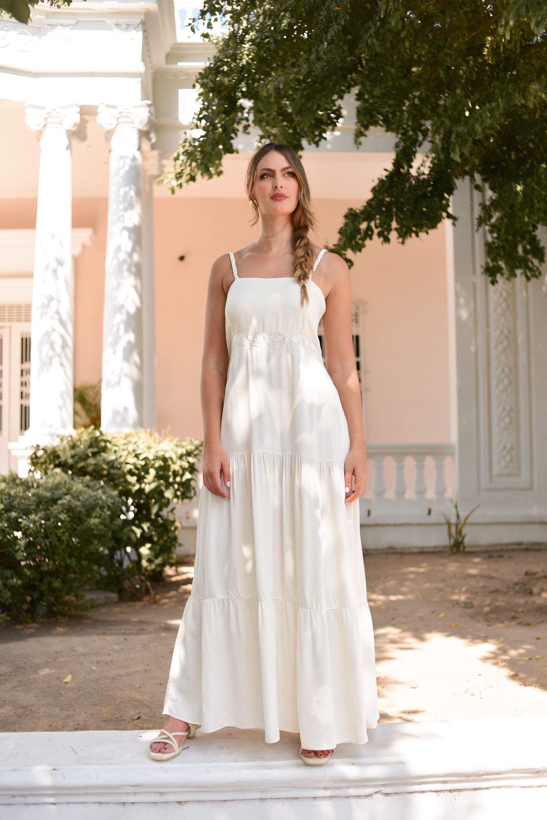 Vestido Lencero Vestidos De Fiesta Largos Color Blanco Vestido